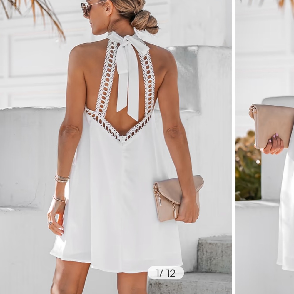 Lace Halter Mini/ midi Dress